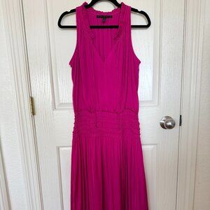 WHBM Satin Ruched Dress Pink Wmns M
